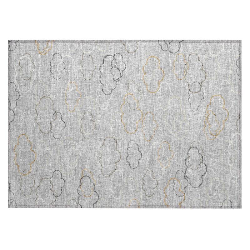 Machine Washable Indoor/ Outdoor Modern Clouds Chantille Rug