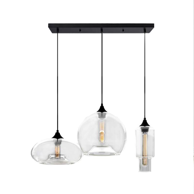 3 - Light Modern Cluster Pendant Chandelier with Clear Glass
