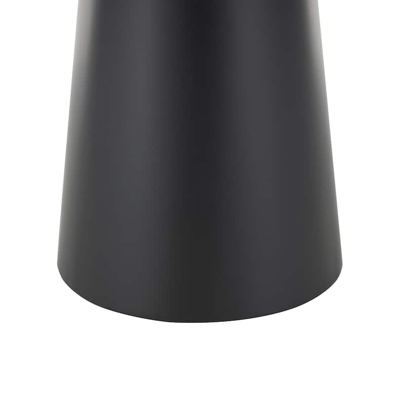 Metal Handmade Pedestal Accent Table with Brown Wood Tabletop - Black - Roche River Decor