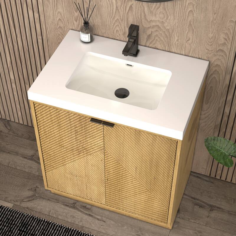 Milano 30" Freestanding Bathroom Vanity with White Acrylic Sink