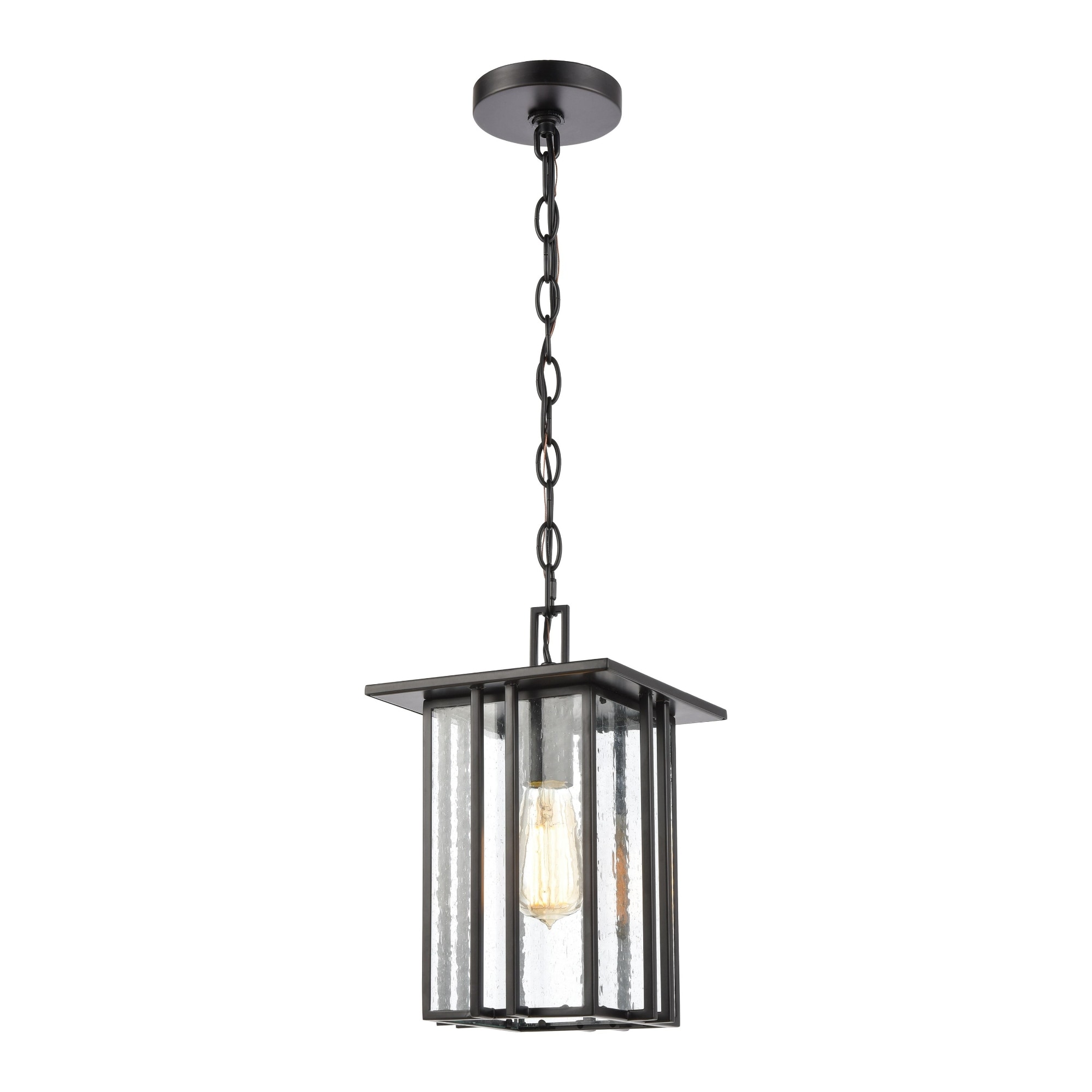 1-Light Hanging Pendant Ceiling Light Fixture - 13" - Matte Black