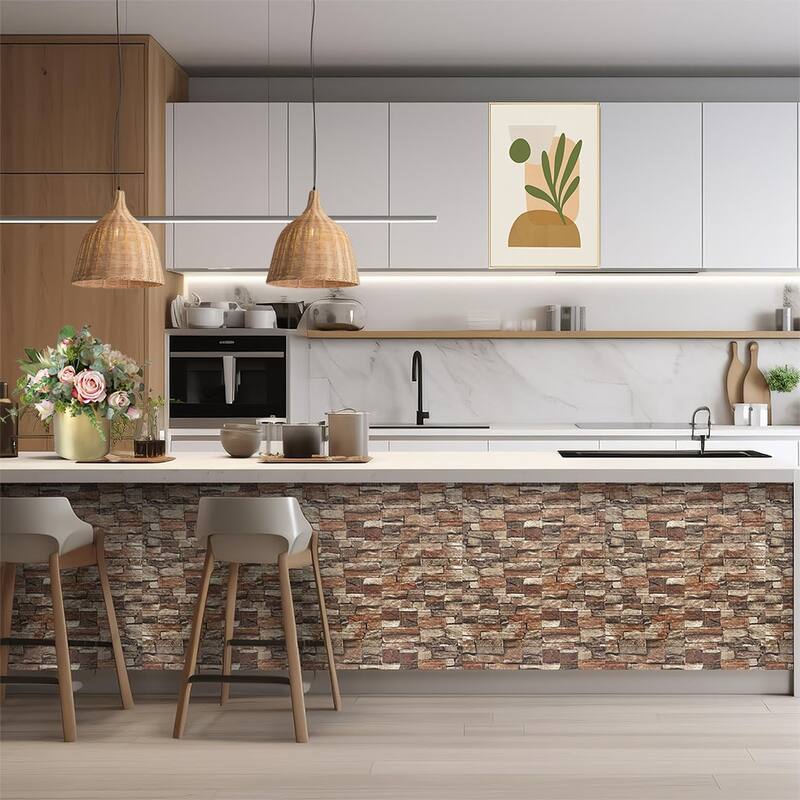 Art3D Vinyl Peel and Stick Stone Backsplash Tile ,15''x13.8'',20sheet