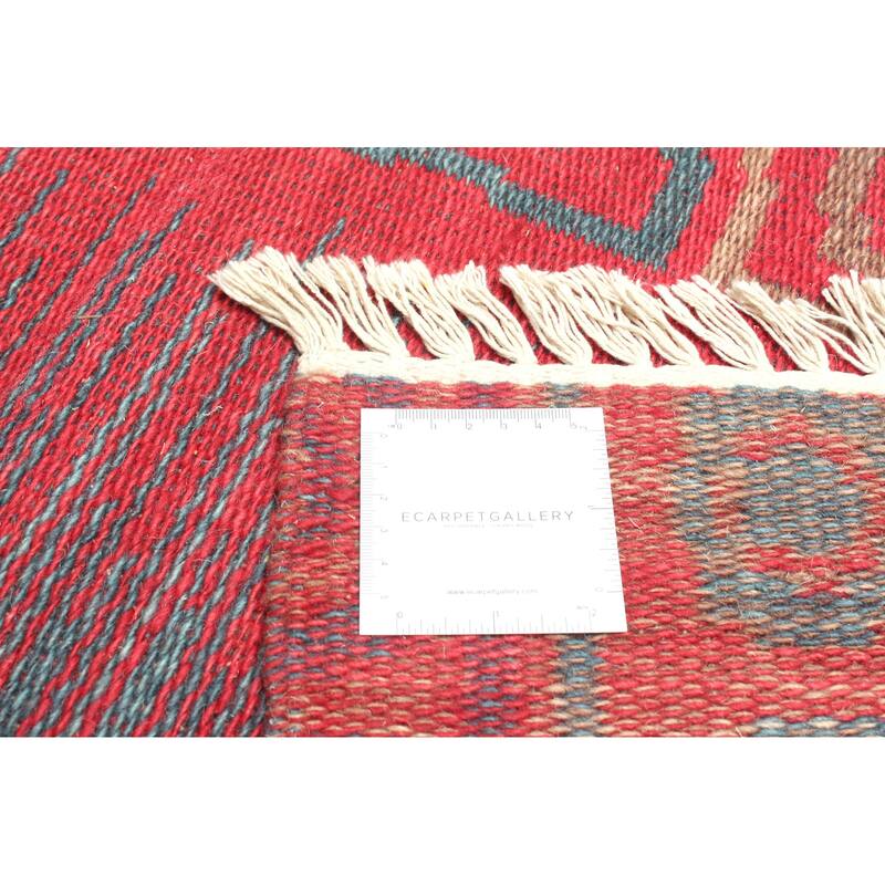 ECARPETGALLERY Flat-Weave Ankara FW Red Wool Kilim - 5'2 x 7'6