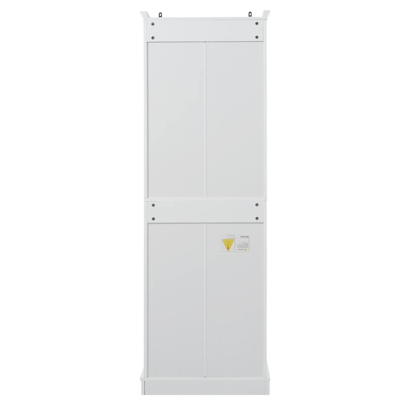Roomfitters 70.8" Tall Freestanding Bathroom Cabinet with 4 Doors, 1 Drawer and Adjustable Shelves, Modern White