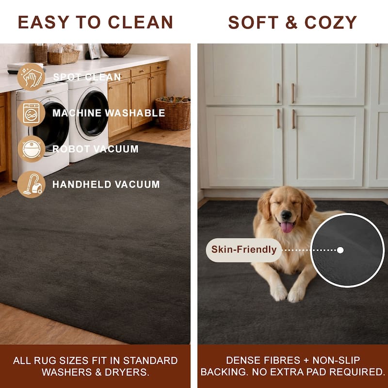 ECARPETGALLERY Argo Plush & Shags Machine Washable Area Rug