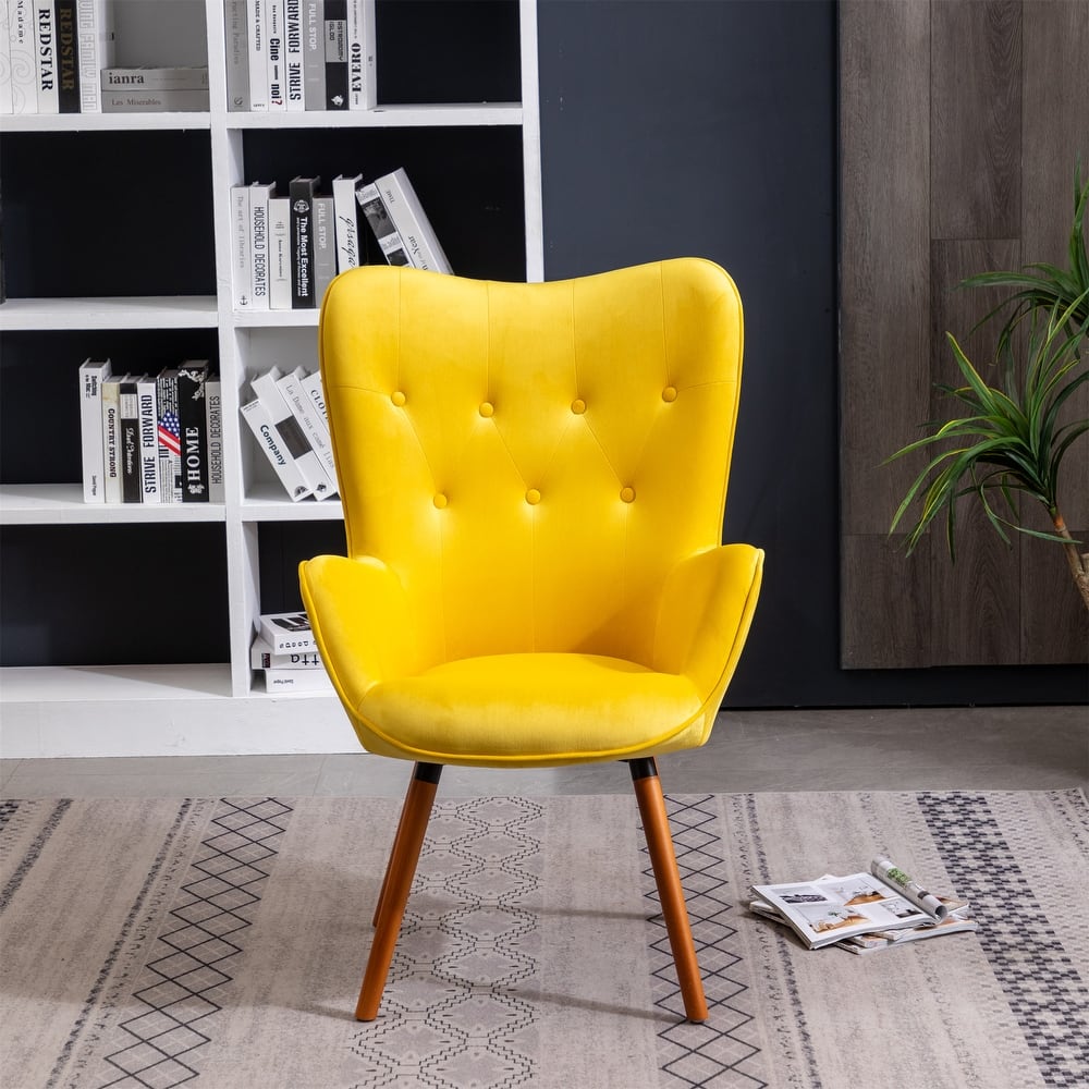 Contemporary Silky Velvet Tufted Button Back Accent Chair