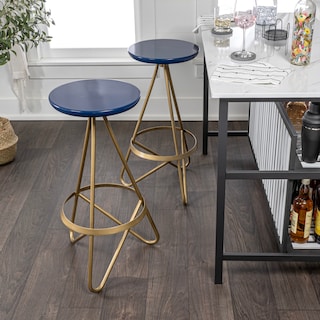 Hula 30" Modern Industrial Metal Backless Circular Bar Stool, by JONATHAN Y