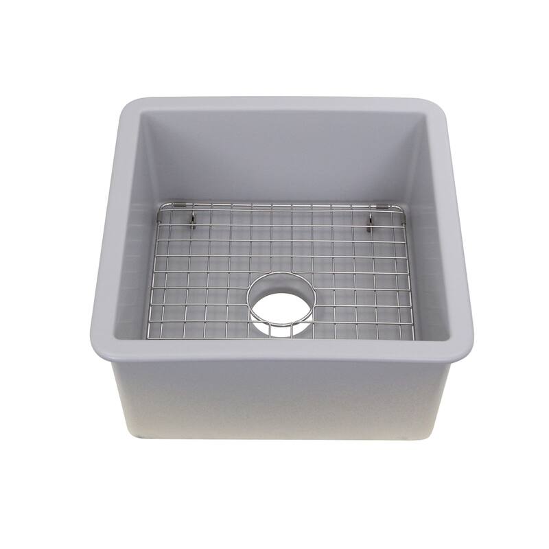 Square Matte Gray Dualmount Fireclay Kitchen or Bar Sink - 18 x 18 x8.5 inches