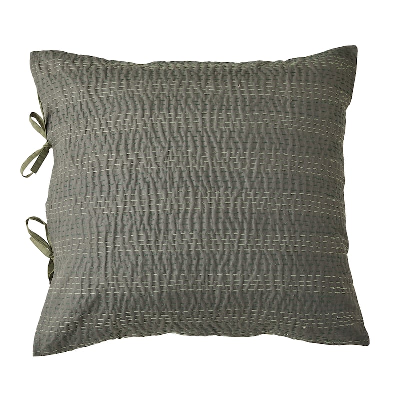 Melange Hand Craft Kantha Collection Solid Reversible Sham Pillow Cover