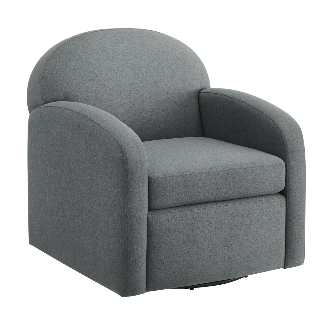 Gray Fabric Swivel Chair 33 Inch Edie Collection Barrel Style Removable Cushion