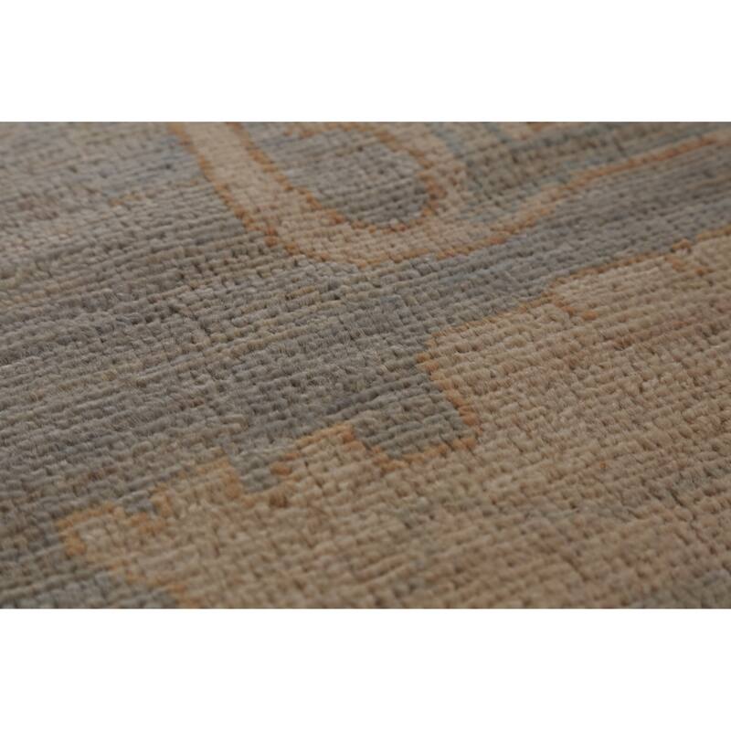 Hand Knotted Oriental 100% Wool Carpet Transitional All-Over Greys & Charcoal Oushak Area Rug - 14' 6'' X 12' 6''