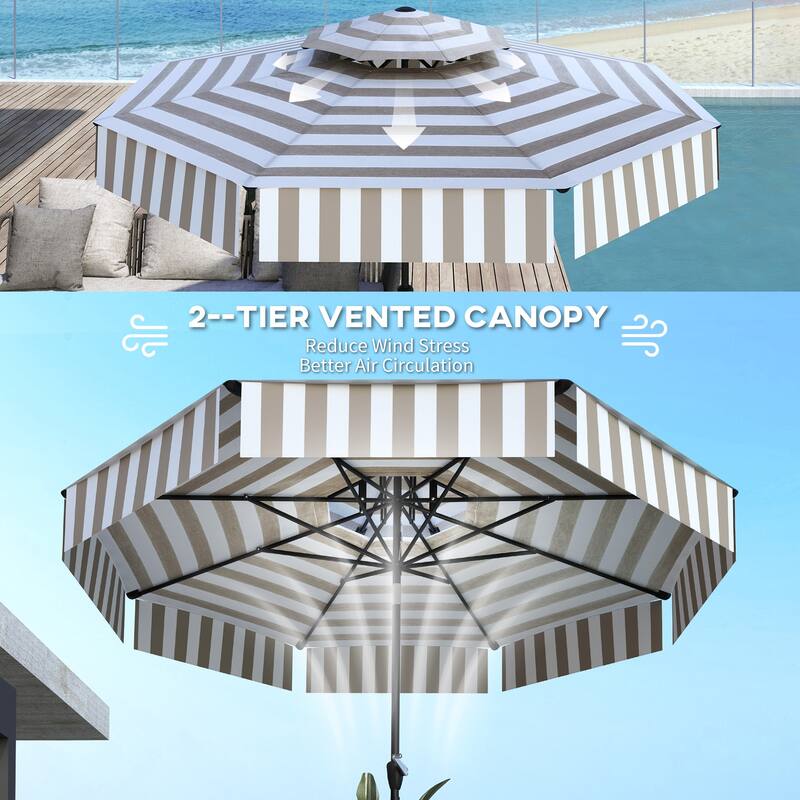 8.6 ft Outdoor Patio Umbrella for Garden Deck or Patio with Easy Hand Crank and Stable Design - 103.5"Dia x 98.8"H