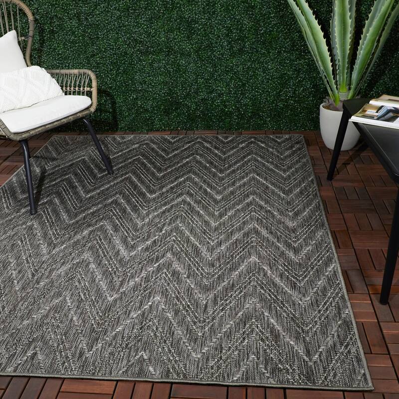 Kava Chevron Flatweave Indoor/Outdoor Area Rug