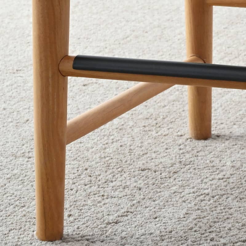 Modern Upholstered Counter Stools with Solid Wood Frame (Set of 3)