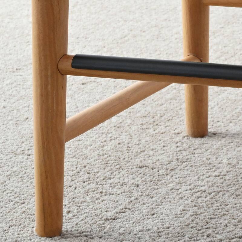 Upholstered Counter Stool With Oak Wood Legs (Set of 6)