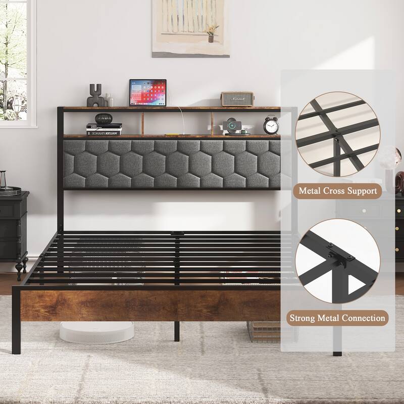 Bed Frame with Headboard and 2 USBs