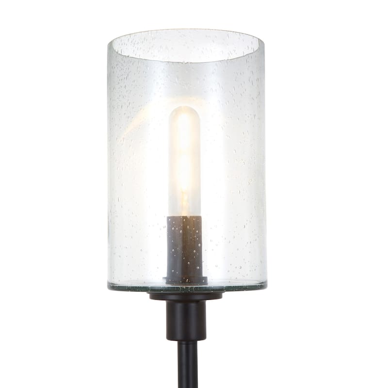 Pantheo Industrial Farmhouse Metal Floor Lamp with Seeded Glass Shade