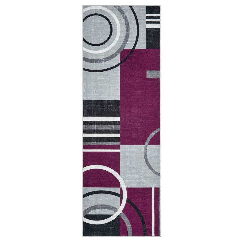 Washable Rugs for Living Room Bedroom Circles Pattern Rug Modern Geometric Area Rug