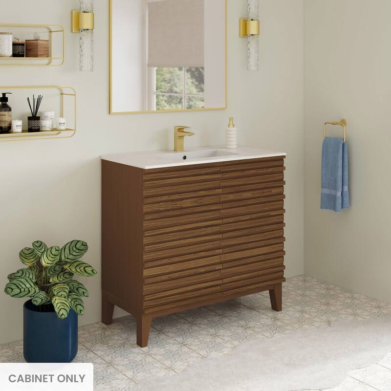 Cascade 30" Freestanding Bathroom Vanity Cabinet Without Top In Brown Oak - 30