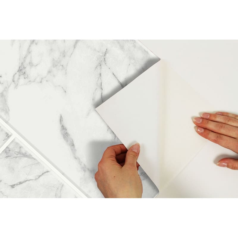 InHome Grey Mila Marble Peel & Stick Rolled Backsplash