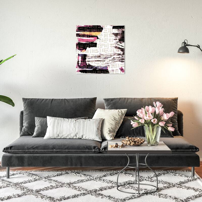 Wynwood Studio Canvas Abstract Cranberry Textile Repetition White and Modern & Contemporary Wall Art Canvas Print - 20 x 20
