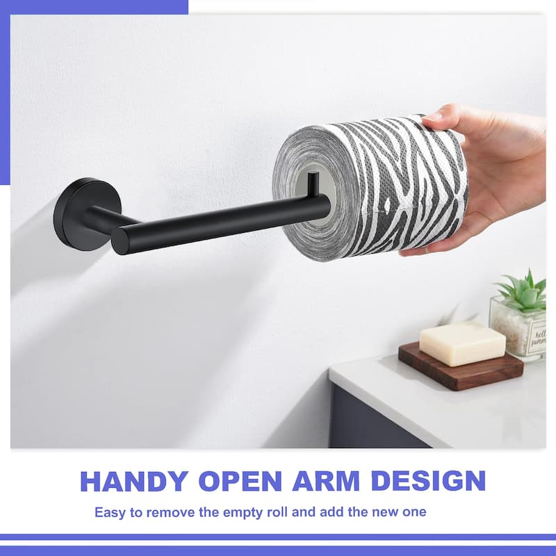AITINKAN 5-Piece Bathroom Hardware Set Towel Ring Set in Matte Black