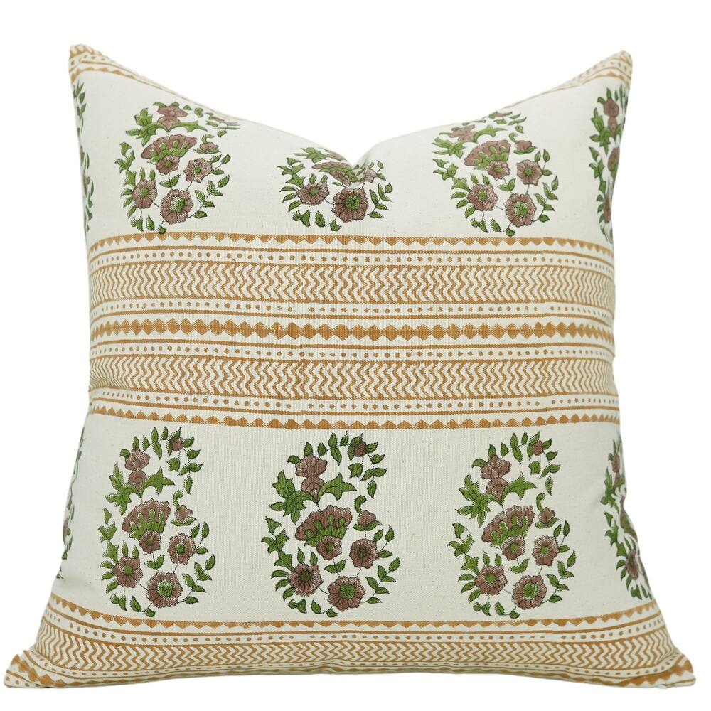 Fabdivine Cotton Summer or Spring Season Hand Block Floral Print Cushion Cover