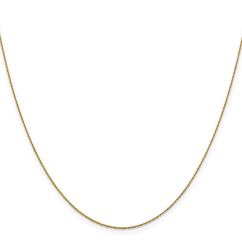 Curata 0.8mm 14k Yellow Gold Fancy Spring Lock Closure V-p Pendant Rope - 24 Inch