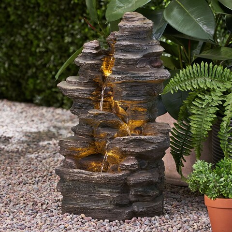 Coweta Outdoor Tier Rock Fountain Outdoor 4 by Christopher Knight Home