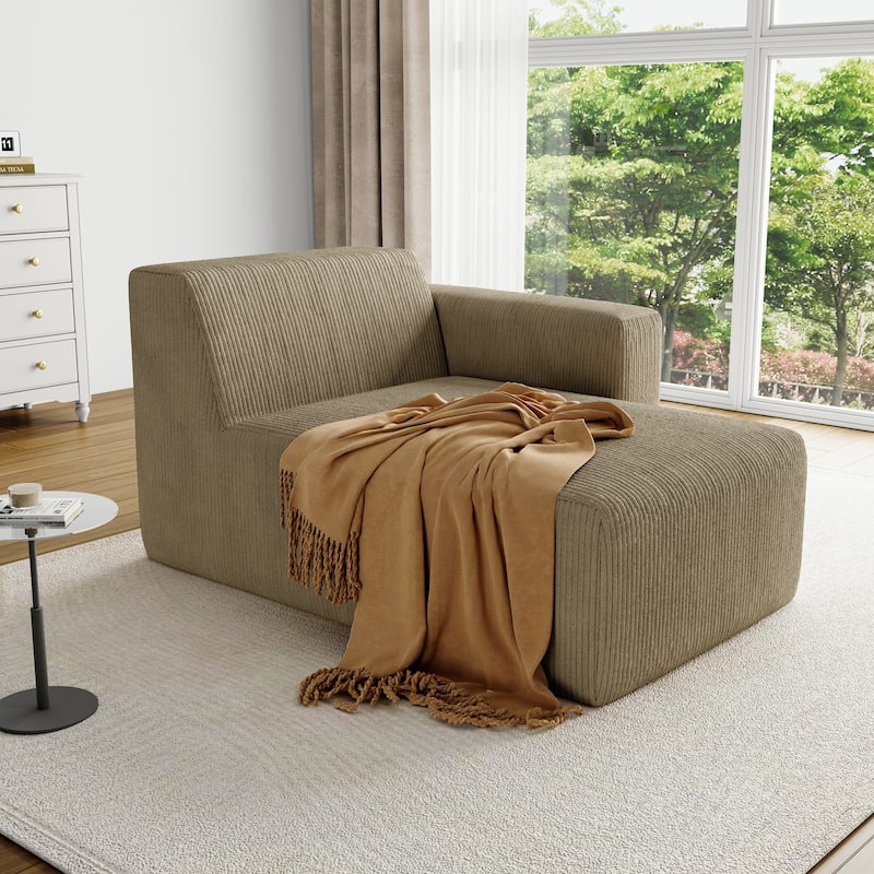 UIXE Upholstered Corduroy Chaise Lounges For Interior - 56.9" W x 31.8 H" 35.3 D"