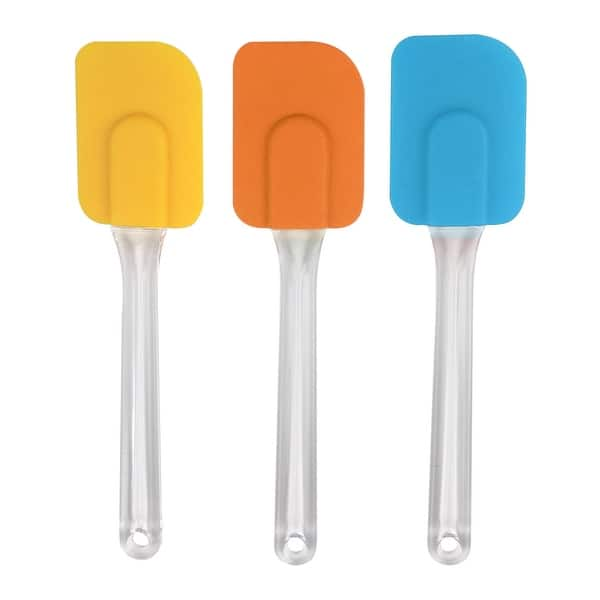 Flexible Silicone Spatula Set Heat Resistant Non Stick for Kitchen Cooking Tool | Harfington, Yellow+Orange+Blue