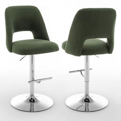 Best Quality Furniture Adjustable Textured Fabric Barstools with Chrome Finish Base (Set of 2)
