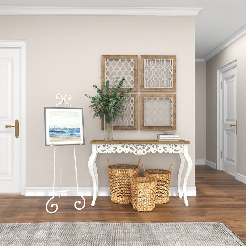 White Metal Large Adjustable 3 Tier Scroll Display Easel with Chain Support