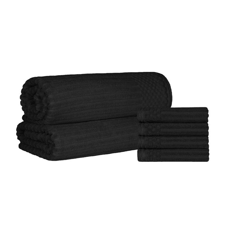 Ribbed Cotton Absorbent Heavyweight Hand Towel and Bath Sheet Set by Superior