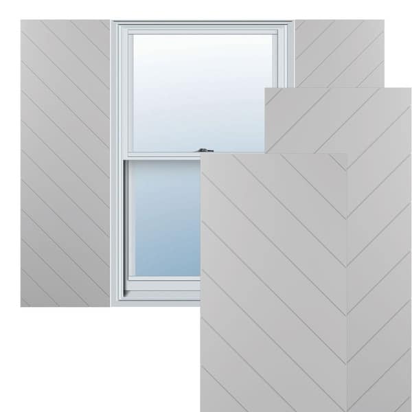 True Fit PVC Diagonal Slat Modern Style Fixed Mount Shutters Bed Bath