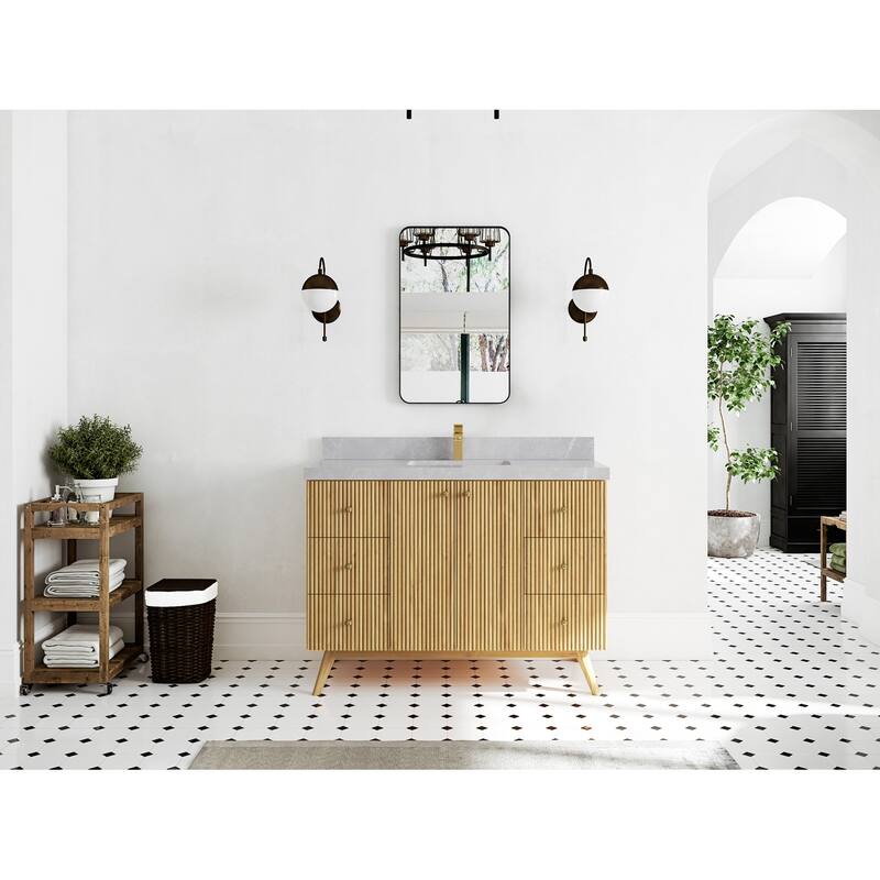 Willow Collections 48 in. W x 22 in. D Pasadena Solid Teak Single Sink Bathroom Vanity with Countertop