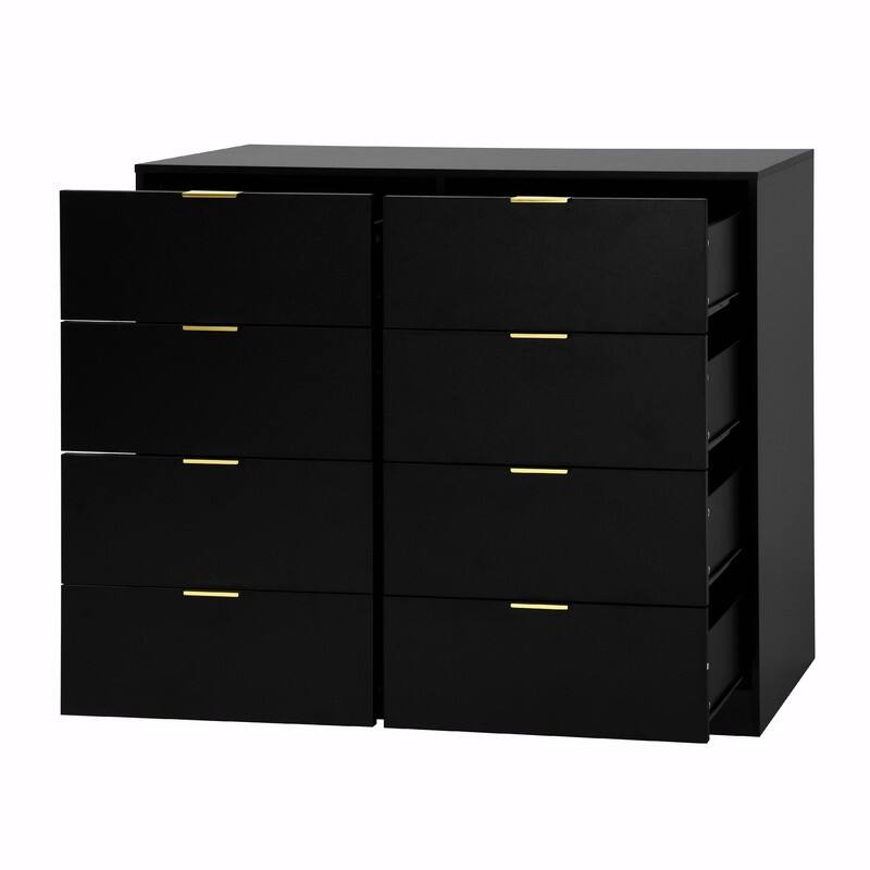 8-Drawer Tall Wood Dresser, Modern Handle-Free Storage Chest for Bedroom, Living Room or Hallway