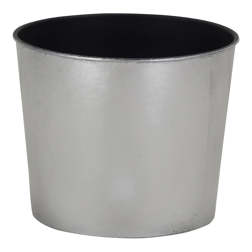 Cheungs Round, 7" silver planter with a tapered body - 12x12x11