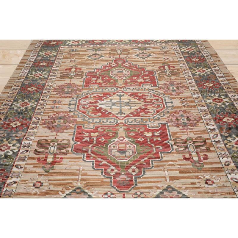 Handmade Tan, Rust FlatweavePolyster Traditional Oriental Area Rug