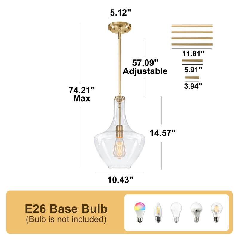 Starsky 1-light Modern Teardrop Pendant Light with Thick Clear Glass Shade
