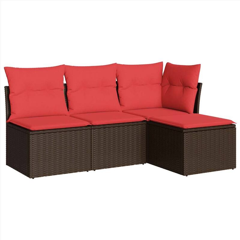 vidaXL 4/5 Piece Patio Sofa Set with Cushions Black/Brown/Gray Poly Rattan - 24.4 x 24.4 x 27.2