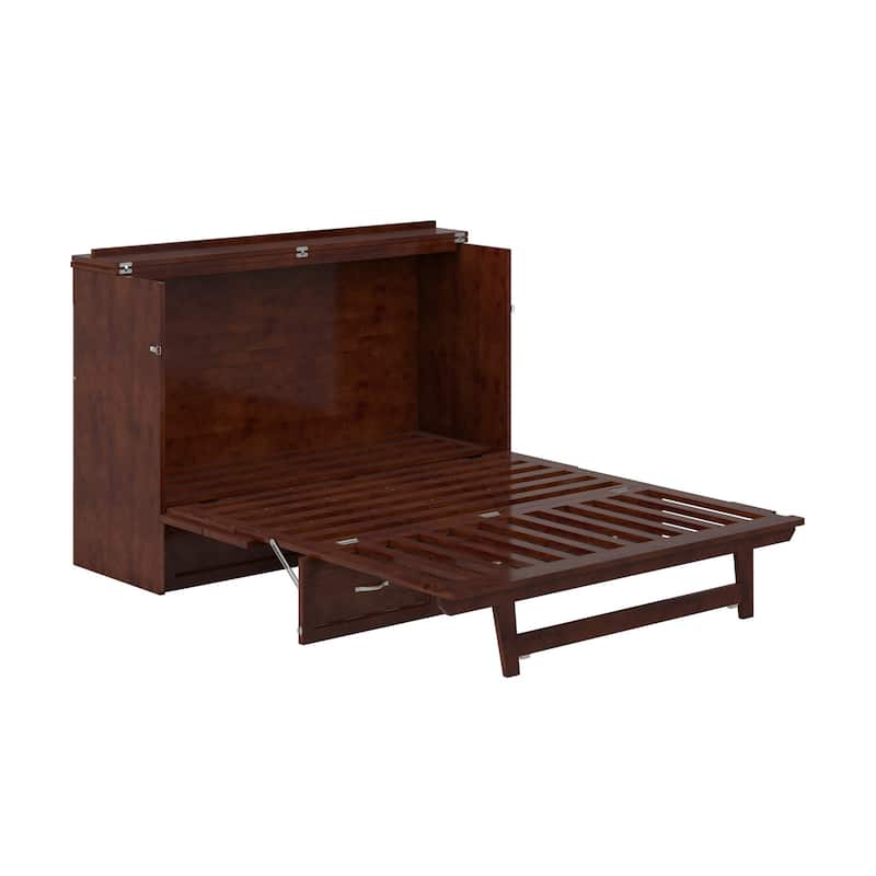 Murphy Bed Chest Walnut - Space Saving Bed with Storage - Asian Allure