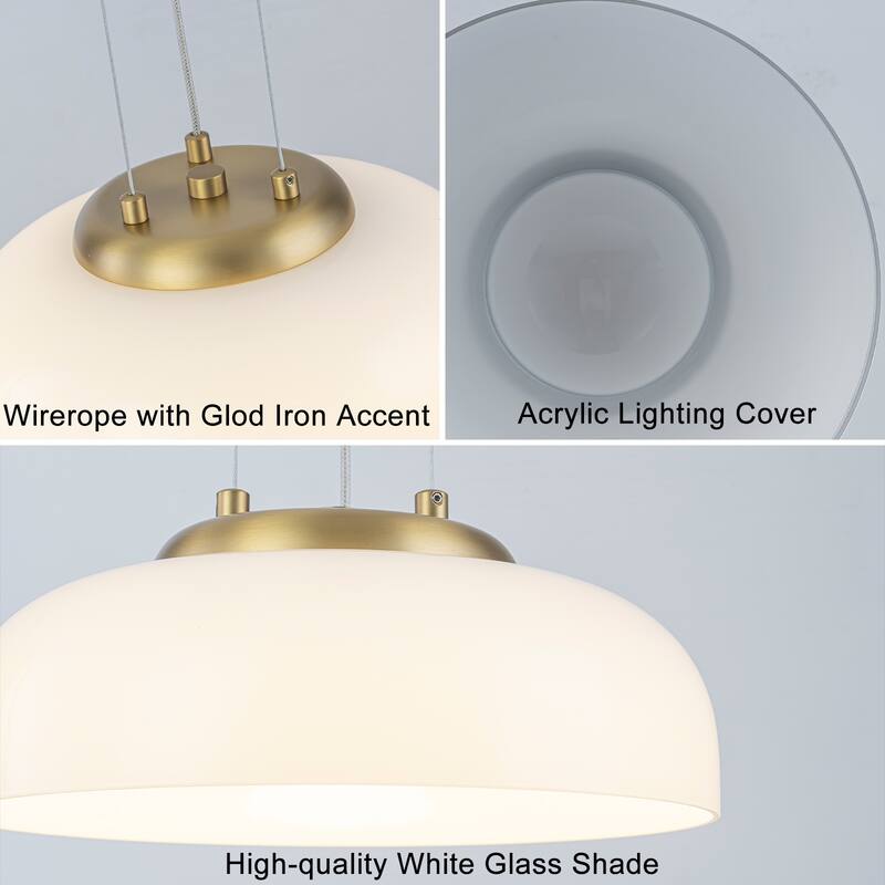 Single Light LED Pendant with Milky White Glass Shade Dimmable Modern