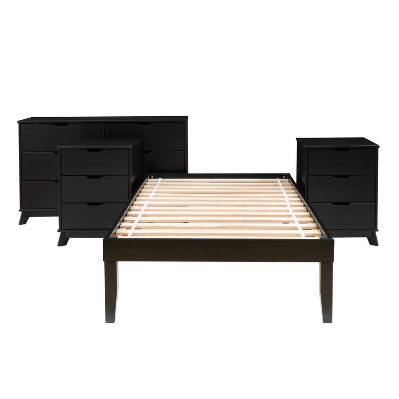 Purcell 4-Piece Bedroom Set with 6-Drawer Dresser and 2 Nightstands