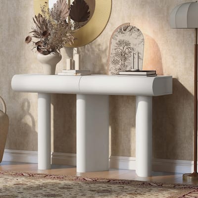 47.6" Modern Painted Entryway Table with 2 Curved Drawers