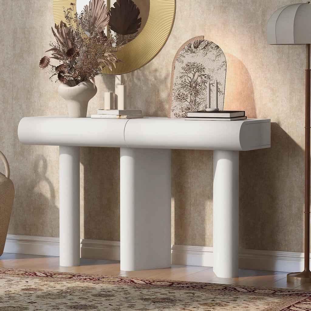 47.6" Modern Painted Entryway Table with 2 Curved Drawers