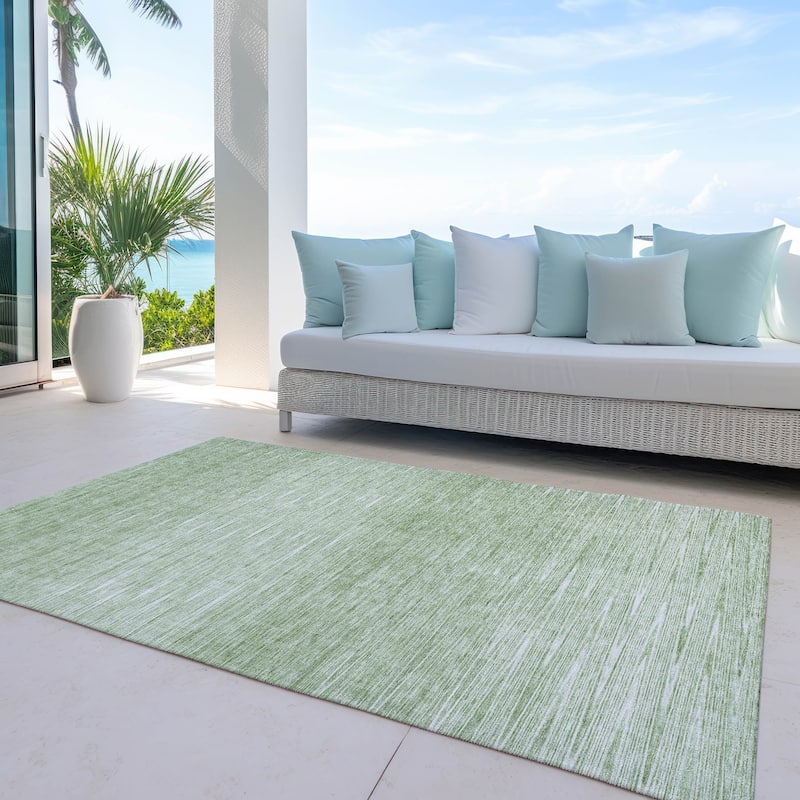 Machine Washable Indoor/ Outdoor Chantille Ombre Stripes Rug - Aloe - 8' x 10'