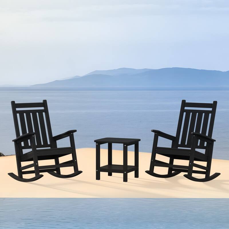 Outdoor Patio HDPE Rocking Chiar, Extra Wide Seat & Backrest