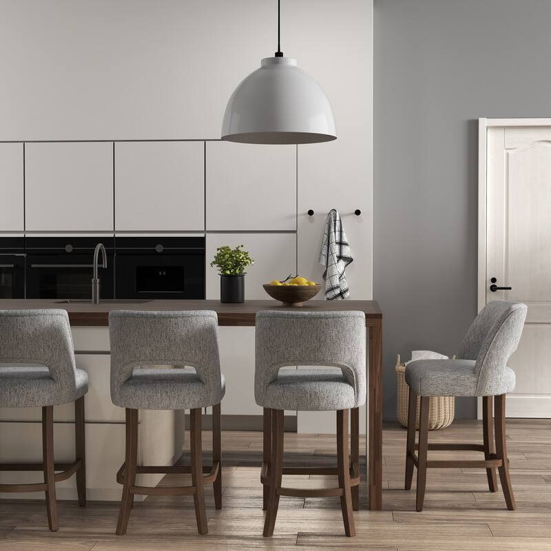 Set of 2/4/6,Upholstered Counter Height Bar Stools,Modern Counter Stools with Wood Legs for Kitchen Island Dining Room Bar - Set of 4 - Grey