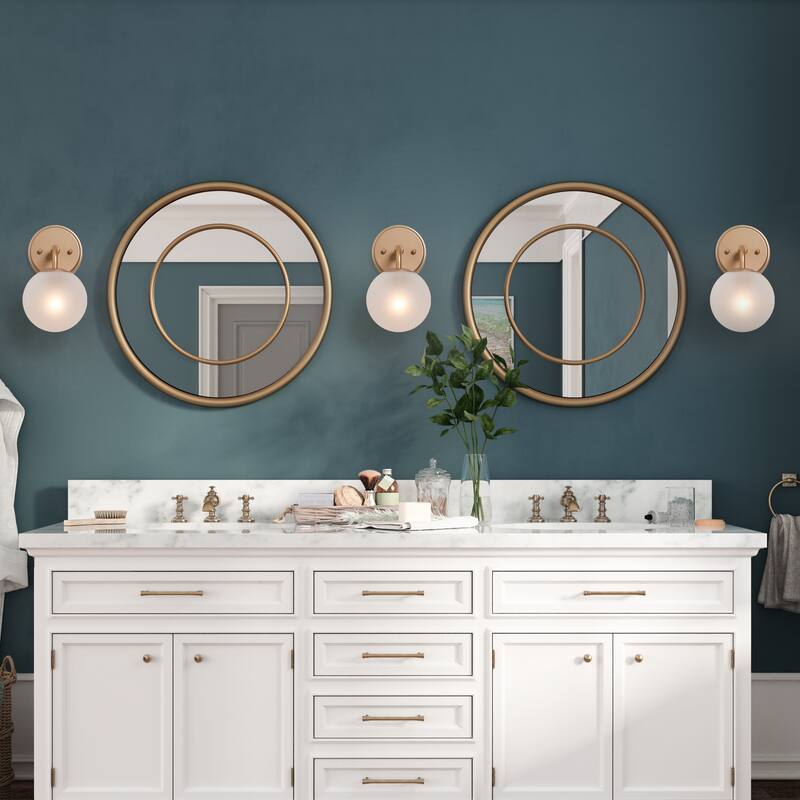 Siya Modern 3-Light Frosted Glass Bathroom Vanity Lights Romantic Gold Statement Wall Sconces Dimmable